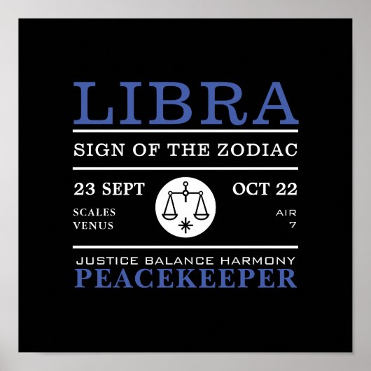 Symbole de la Libra du Zodiaque, Poster astrologiq (Devant)