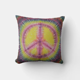 SYMBOLE DE LA PAIX rose ET JAUNE Tie Dye Coussin