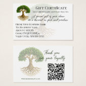 Symbole de l'arbre de vie Certificat cadeau du log (Devant & derrière)