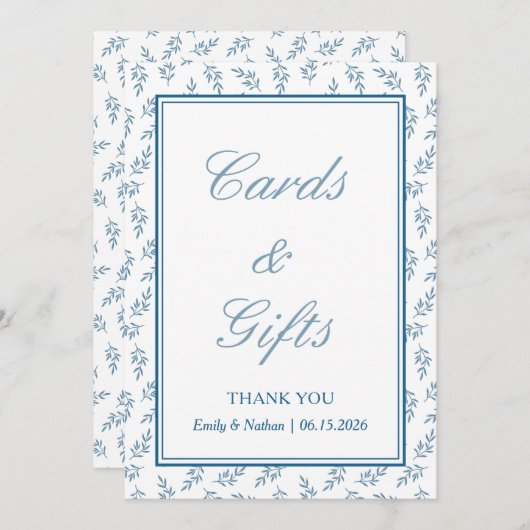 Symbole de mariage classique bleu élégant Cartes e (Devant / Derrière)