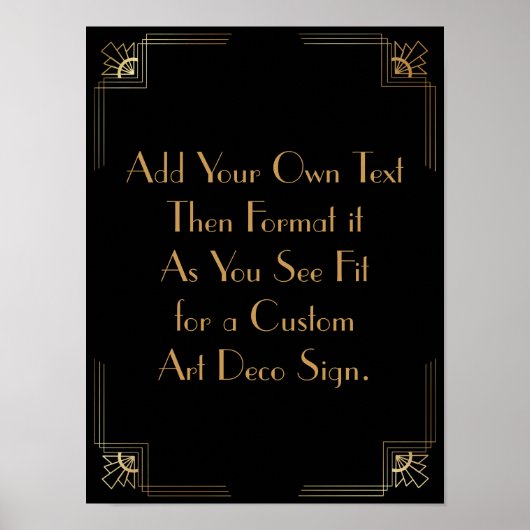 Symbole de Mariage personnalisé Art déco or noir (Devant)