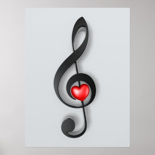 symbole de musique et belle affiche de coeur (Devant)