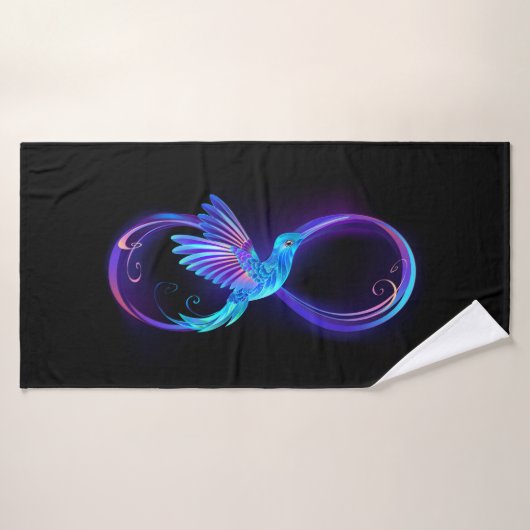 Symbole de Neon Infinity par Glowing Hummingbird (Serviette de bain)