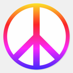 Symbole de paix coloré autocollant rond