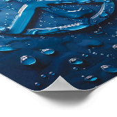 Symbole de paix de gouttelettes d'eau bleue Poster (Coin)