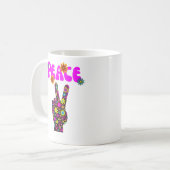 SYMBOLE DE PAIX Fleur Rétro Café Mug (Devant gauche)