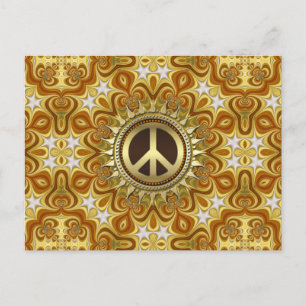 Symbole de paix Retro Bohemian Groove Carte postal