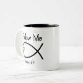 Symbole de poisson chrétien - Suivez-moi Mug de ca (Devant gauche)