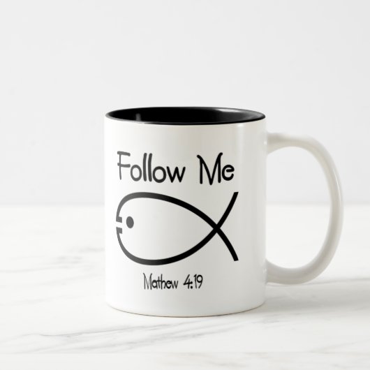 Symbole de poisson chrétien - Suivez-moi Mug de ca (Droit)