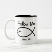 Symbole de poisson chrétien - Suivez-moi Mug de ca (Gauche)
