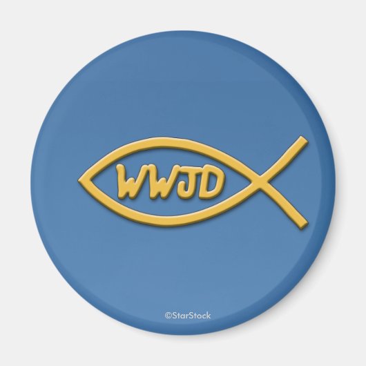 Symbole de poisson WWJD Magnet (Devant)
