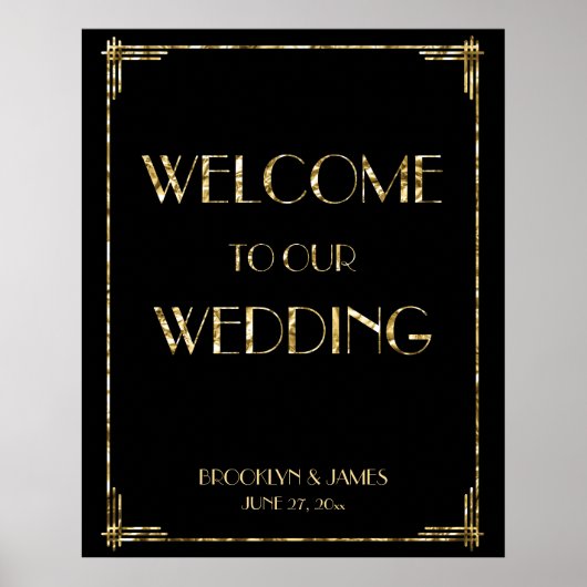 Symbole de réception de mariage Art déco Gold Foil (Devant)