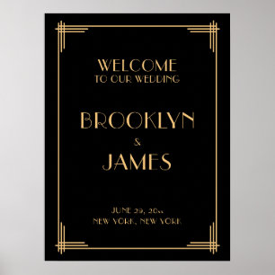 Symbole de réception de mariage Art déco noir 18" 