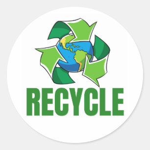 Symbole de recyclage autocollant rond classique