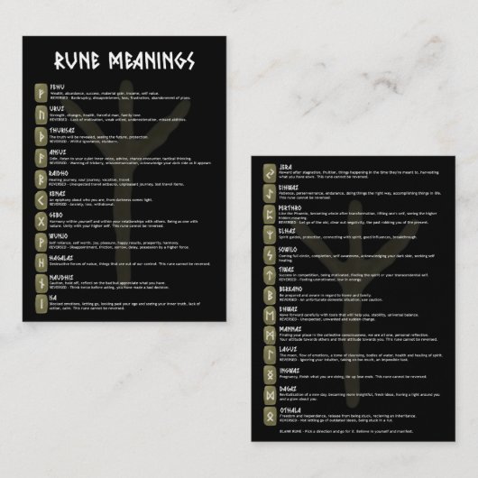 Symbole de rune Elhaz - Cartes de signification (Devant / Derrière)