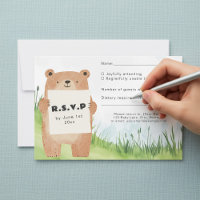 Symbole de tenue de l'ours mou RSVP carte herbe ar
