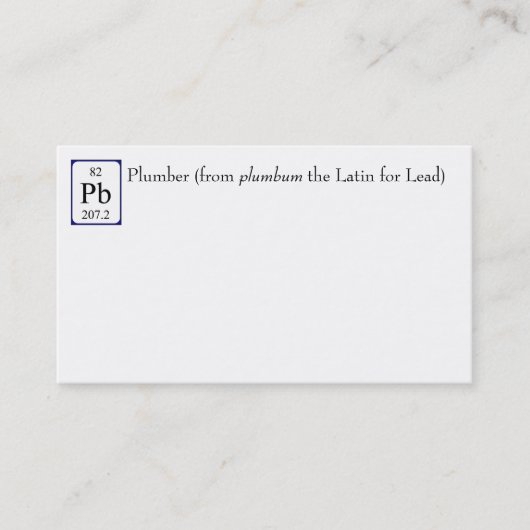 Symbole d'élément de plomb carte de visite de plom (Devant)