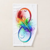 Symbole d'infini avec plume arc-en-ciel (Serviette à main)