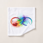 Symbole d'infini avec plume arc-en-ciel (Gant de toilette)