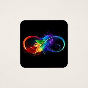 Symbole d'infini avec plume arc-en-ciel