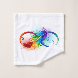Symbole d'infini avec plume arc-en-ciel