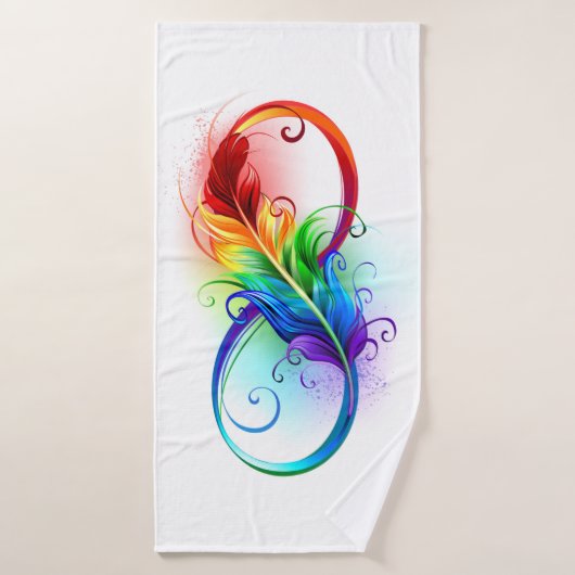 Symbole d'infini avec plume arc-en-ciel (Serviette de bain)
