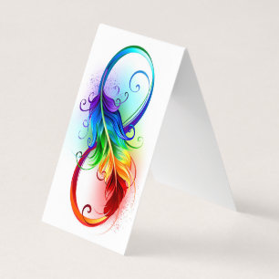 Symbole d'infini avec plume arc-en-ciel