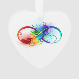Symbole d'infini avec plume arc-en-ciel
