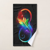 Symbole d'infini avec plume arc-en-ciel (Serviette à main)