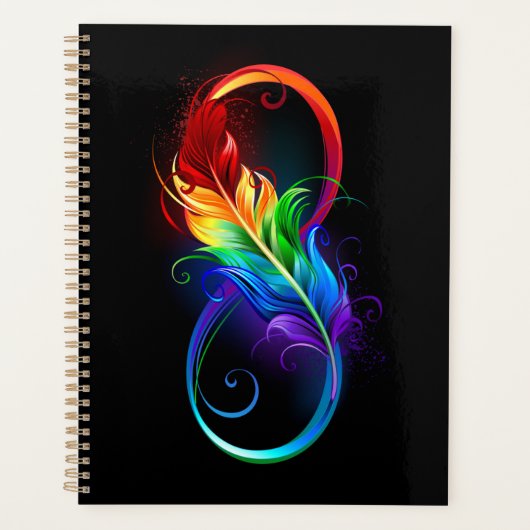 Symbole d'infini avec plume arc-en-ciel (Devant)