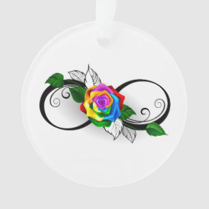 Symbole d'infini avec Rose arc-en-ciel