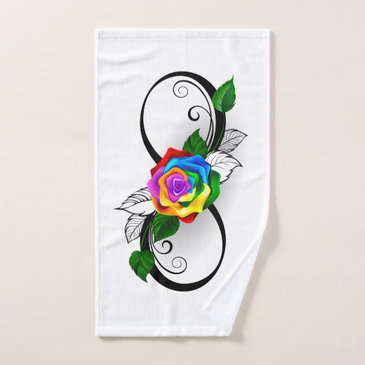 Symbole d'infini avec Rose arc-en-ciel (Serviette à main)