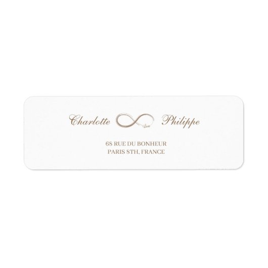 Symbole d'infini or Mariage blanc Étiquette de adr (Devant)