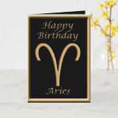 Symbole d'or Aries Carte de voeux d'anniversaire n (Fleur jaune)