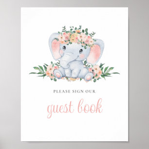 Symbole du livre d'or du Baby shower Eléphant Flor