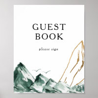 Symbole du livre d'or et vert Mountain
