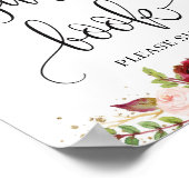 Symbole du livre d'or fleuri Boho burgundy marsala (Coin)