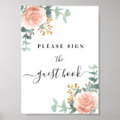 Symbole du livre d'or fleuri rose eucalyptus (Devant)