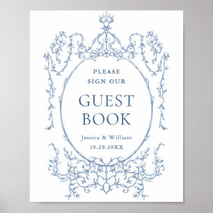 Symbole du livre d'or victorien Ornate Dusty Blue 