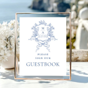 Symbole du livre d'or victorien Ornate Dusty Blue 