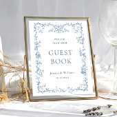 Symbole du livre d'or victorien Ornate Dusty Blue