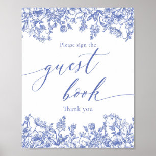 Symbole du livre d'or Vintage bleu floral victorie