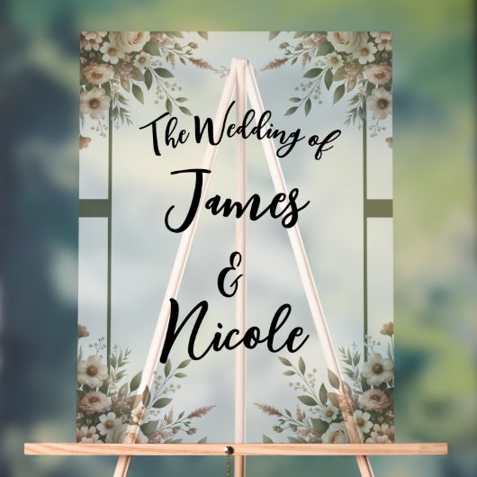 SYMBOLE Élégant Olive Vert & Blanc Floral Mariage (Neutre)