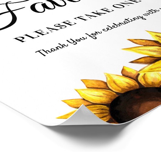 Symbole Fleur de Soleil Faveur Poster Blanc Jaune (Coin)