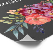Symbole floral gris tropical Poster V2 (Coin)