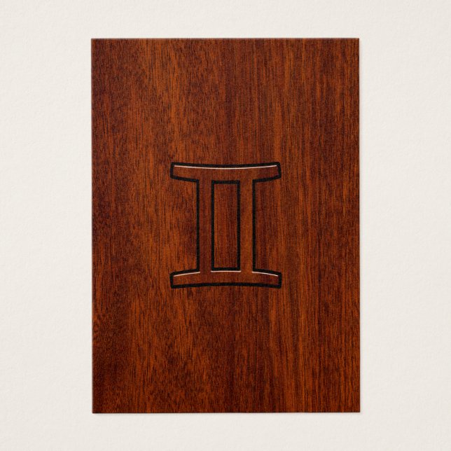 Symbole Gemini Zodiac sur l'acajou comme décor (Devant)