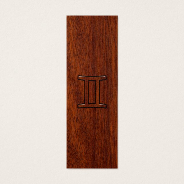 Symbole Gemini Zodiac sur l'acajou comme décor (Devant)
