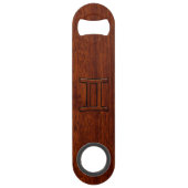 Symbole Gemini Zodiac sur l'acajou comme imprimé (Devant)