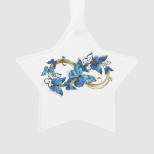 Symbole infini de papillons Morpho bleus