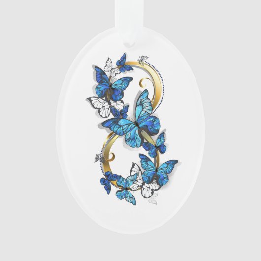 Symbole Infini de Papillons Morpho Bleus (devant)